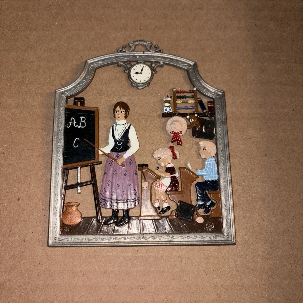 Wilhelm Schweizer Pewter Zinnfiguren‎ The Female Teacher Wall Hanging